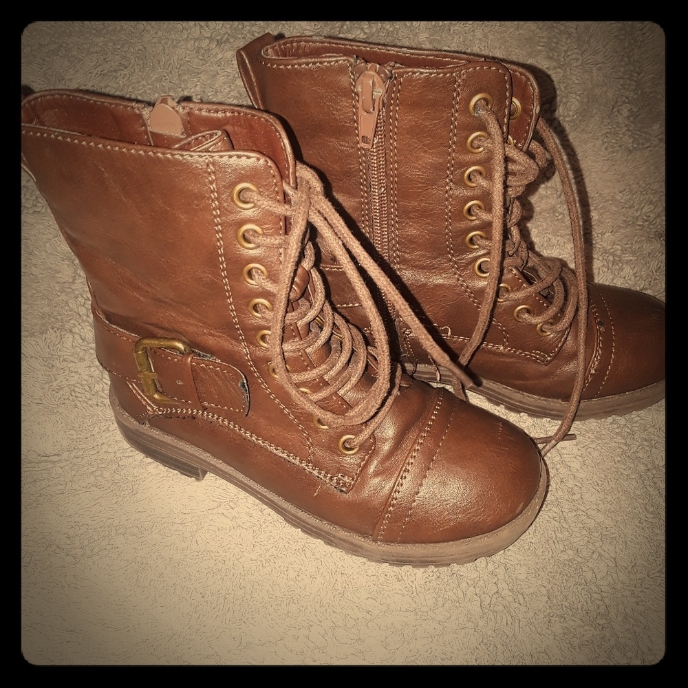 Rampage Girls Combat Boots 12 Connie Black Lace Up